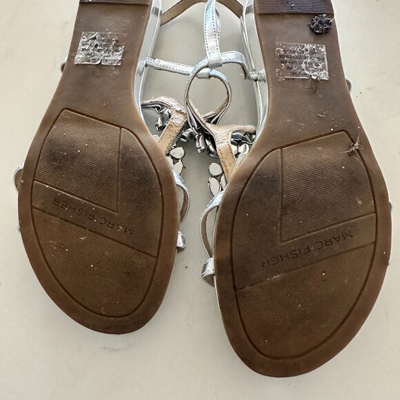 Ladies size 8 silver studded with jewels sandals - Picture 2 of 2